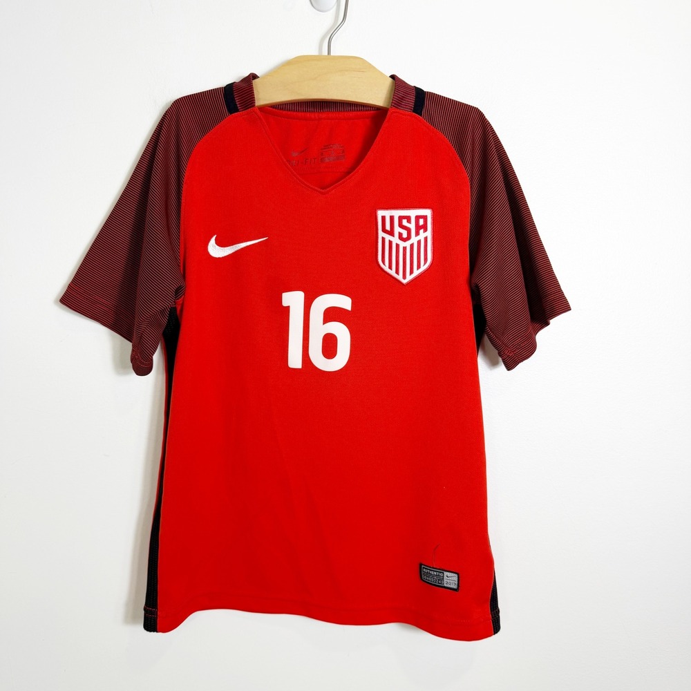 Nike USWNT Soccer Jersey Youth Kids Medium Red Rose Lavelle 16 658907-411